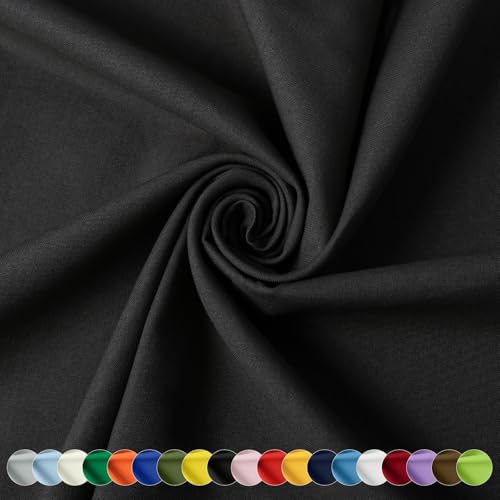 Cotton Fabric By The Yard 58 Inches Wide for Quilting, Sewing, Apparel, Embroidery, DIY Crafts(Black, 1/2Y) - color: Black, size: Pre-cut 1/2 Yard(58" x 18")