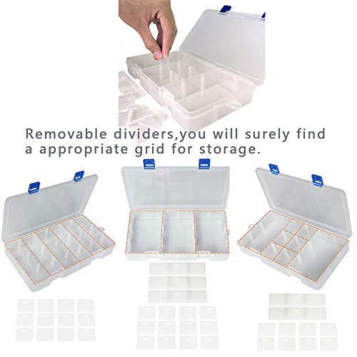 Qualsen Bead Organizer Box with Adjustable Dividers, 18 Girds, 2 Pack - size: 18 Gird-2pcs