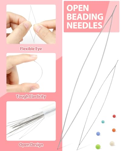 FIVEIZERO 87-Piece Beading Needles Set, 3 Types, 6 Sizes for Jewelry Making - color: Sliver-87PCS