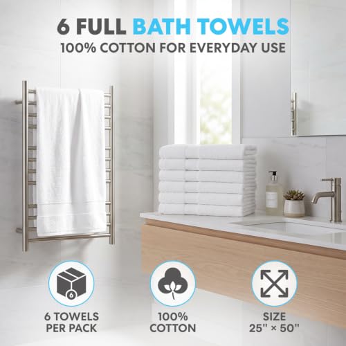 Simpli-Magic 79404 Bath Towels, White, 25x50 Inches Towels for Pool, Spa, and Gym Lightweight and Highly Absorbent Quick Drying Towels, 25 in x 50 in - style: Bath Towels