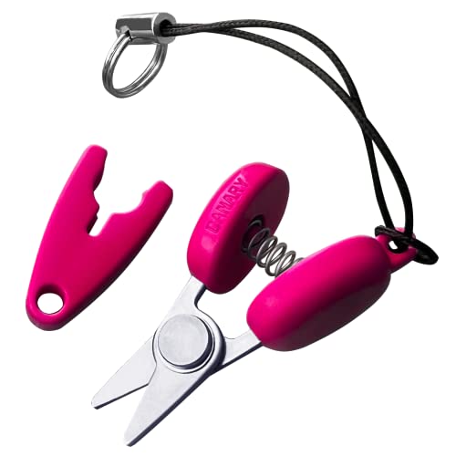CANARY Mini Travel Scissors 1.3" - TSA Approved Portable Tiny Scissors for Yarn, Sewing, Paper - Micro Keychain Snips with Safety Cap, Japanese Stainless Steel Blade, Made in Japan, Pink - color: Pink