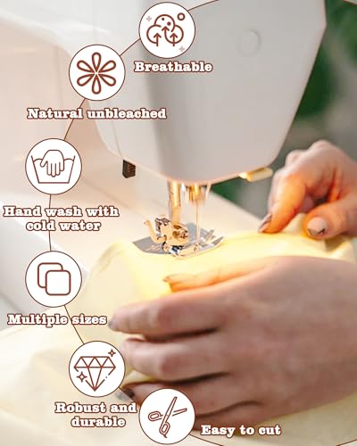 FIVEIZERO 100% Cotton Muslin Fabric by The Yard,63in x 1Yards Unbleached Natural Cotton Material–Medium Weight Beige Calico Fabric for Sewing,Quilting,Embroidery,Crafts & Apparel Projects - color: Natural Unbleached, size: 1 yard pre cut