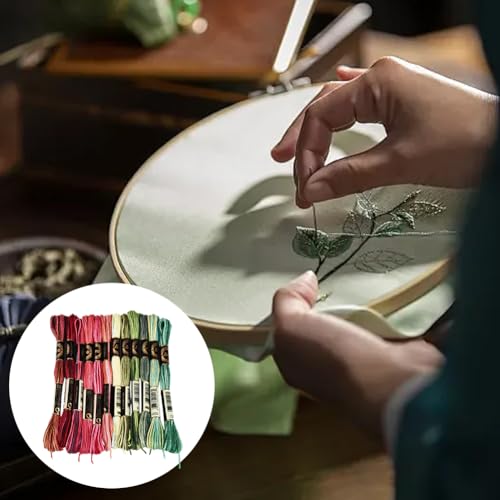 12 Skeins 105 Yards Cross Stitch Floss Embroidery Thread 6 Ply Variegated Friendship String Polyester Christmas Color Threads for Sewing Making Bracelets Clothes Stitching Decor Craft DIY - color: Christmas Color