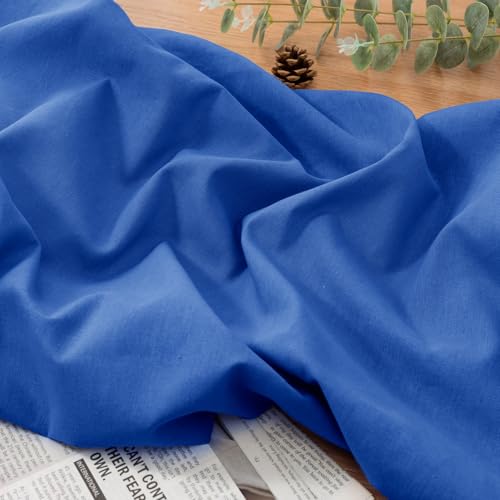 NSGZ Royal Blue Linen Cotton Fabric 1 Yard 61" Wide, Linen Cotton Blend - color: Royal Blue, size: 1 Yard