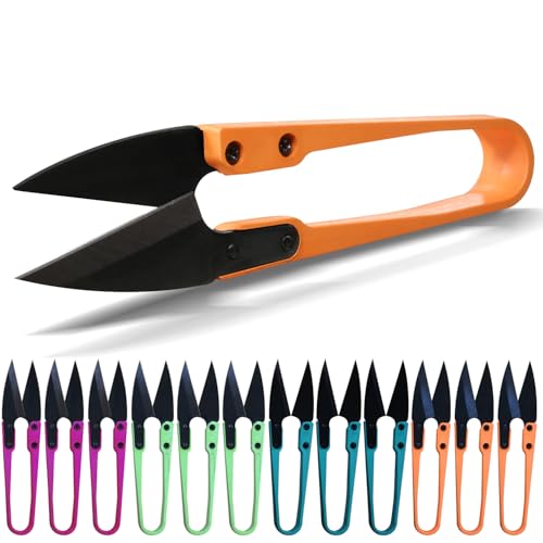 4" Sewing Scissors Set - Carbon Steel Trimming Nipper Yarn Lightweight Thread Cutter - Portable Mini Embroidery Clipper Stitching Snip for DIY, Household Supplies (12Pcs, Multicolor)