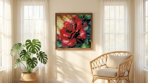 Rose Flowers Stamped Cross Stitch Kits, Embroidery Starter Kit for Adult Beginners, 11CT Cross-Stitch Patterns Dimensions Kit Arts，Needlepoint Kit Crafts for Home Decor 13.7 x 13.7 inch - color: T015