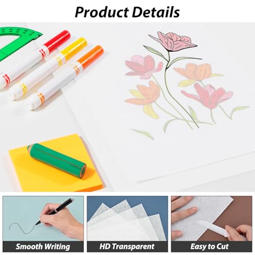 Tracing Paper Roll 12 Inches x 30 Yards, Trace Paper White ‌Translucent‌ Pattern Paper Tracing Paper for Drawing, Sewing, Sketch - size: 12 Inch Wide