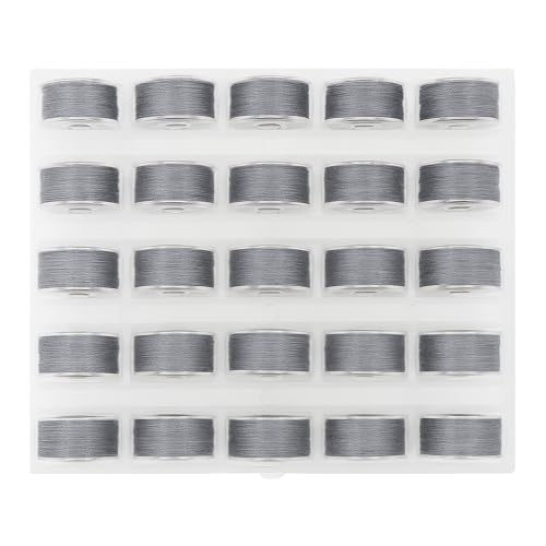 Mandala Crafts 25 Gray SA156 Prewound Bobbins for Singer Sewing Machine -15J SA156 Prefilled Bobbin Thread for Brother Sewing Machine and Embroidery - color: Gray, size: Size A 25 X 88 Yards
