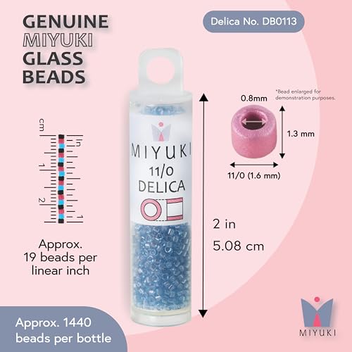 Miyuki Delica Seed Beads - color: DB0113 - Transparent Blue Luster