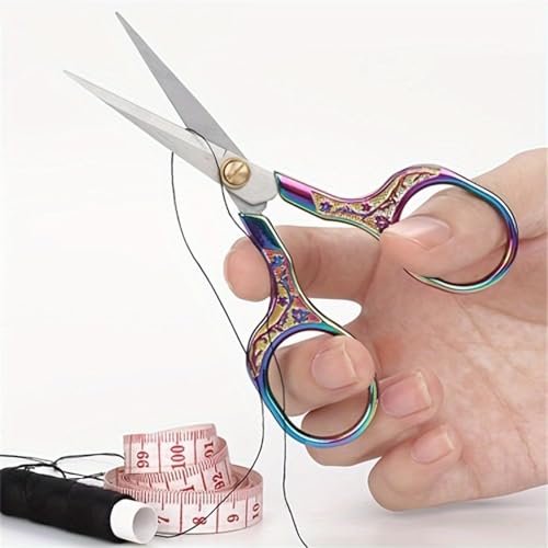 4 Pairs 5 Inch Sewing Embroidery Scissors Stainless Steel Flower Pattern Stork Vintage European Style Crochet Small Sewing shears