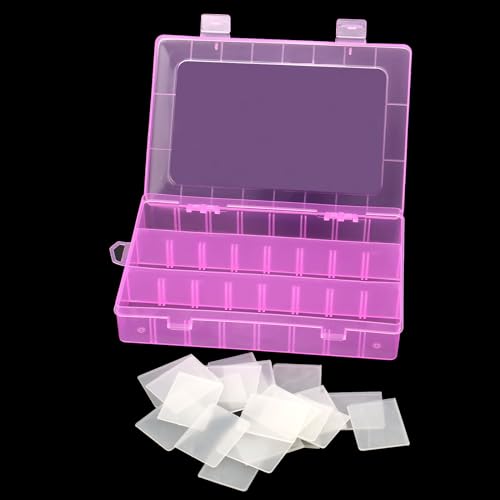 KINJOEK 8 Pack 24 Grids Plastic Bead Organizer, Adjustable Dividers Diamond Painting Jewelry Craft Bead Storage Case, Colors Small Fishing Tackle Box Organizer for Sewing Cross Stitch Accessories - color: Colored, size: 24Grid 8PCS