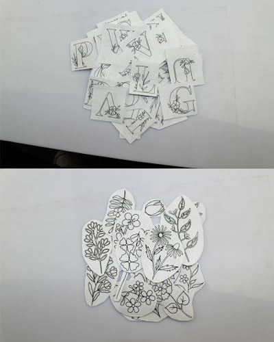 204pcs Water Soluble Hand Sewing Stabilizers，Embroidery Stick and Stitch Embroidery Paper Wash Away Stabilizers，for Embroidery Stabilizers Flower Patterns，for Hand Sewing Lover Beginners.letter&Flower - color: Letter/Letter*2