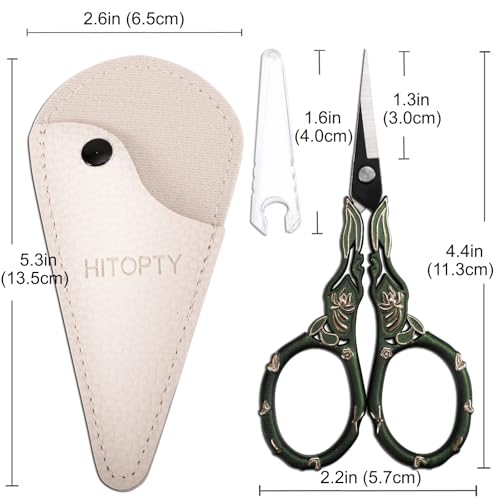 Vintage Sewing Scissors, Small All Purpose Scissor with Cover - color: Dark Green