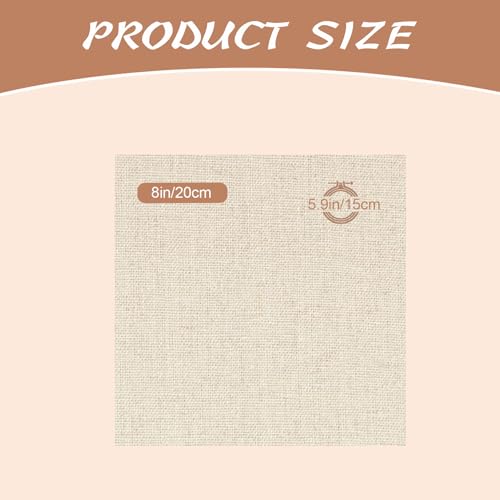 20 PCS Linen Embroidery Fabric, 8 × 8 Inch Natural Color Fabric - color: Natural Color, size: 8×8 Inch