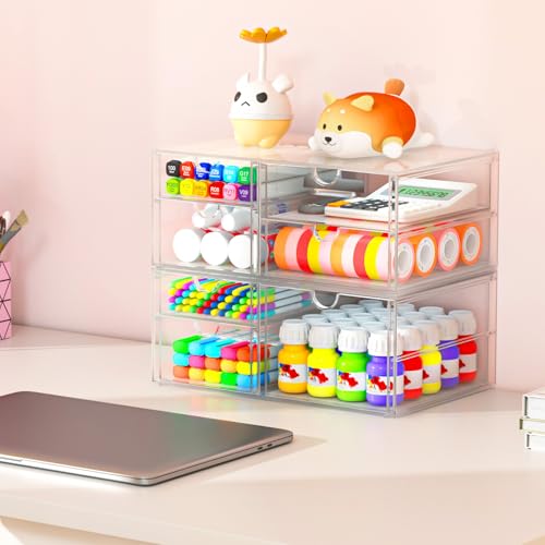 caktraie 4-Drawer Acrylic Storage Organizer for Desk, Crafts,Vanity - size: 4 Drawers