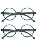 Round Reading Glasses for Women Men Blue Light Blocking Circular Readers Unisex Ultra Lightweight Circle Eyeglasses - color: 2 Pairs of Green Reading Glasses