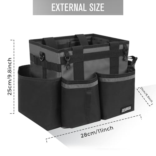 SCAVATA Compact Wearable Cleaning Caddy with Handle & Shoulder Straps - color: DarkGrey