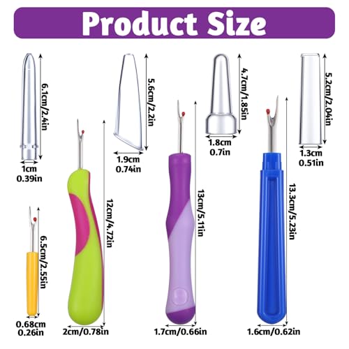 WJIAAA Seam Ripper, 4PCS Stitch Remover Tool, Ergonomic Handle for Sewing