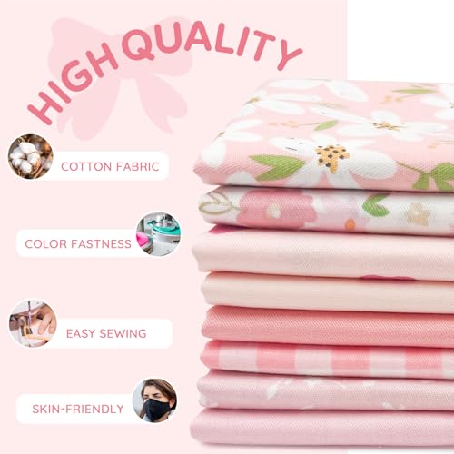 Aubliss 8pcs Fat Quarter Fabric Bundles (100% Cotton - 20'' x 20'') - color: Sweet Pink