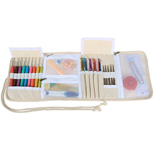 Teamoy Crochet Hook Case Organizer, Crochet Hook Roll Bag, Cartoon Cats - color: Cartoon Cats