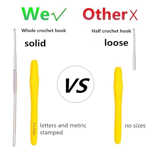 Yarniss Crochet Hooks,14 Size Ergonomic Crochet Hooks Set 2mm(B)-10mm(N) - size: 14 Size(2.0~10.0mm)