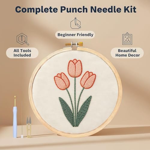 AohaiNova Punch Needle Kit for Adult Beginners,Punch Needling Set Rose - color: 07-Rose