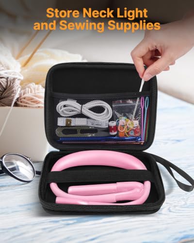 Pink Book Light with Storage Case, Rechargeable Neck Reading Light - color: Pink + Black Storage Case