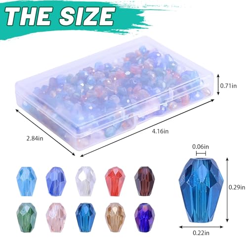 300pcs Glass Crystal Teardrop Beads 6X8mm Drop Glass Spacer Beads Colorful Clear Electroplated Color Crystal Beads for DIY Jewelry Bracelet Making (Facet Drop) - color: Facet Drop