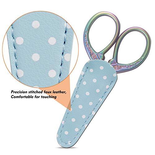 Sharp 3.6 inch Embroidery Scissors for Sewing, Crafting, Leather Sheath - color: Colorful