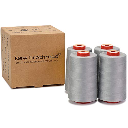 New brothread 4 Large Cones All Purpose Polyester Thread -Silver - color: 4xSilver