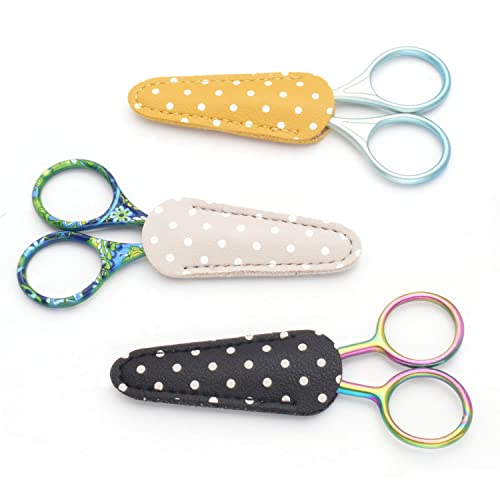 8 Pieces Embroidery Scissors Sheath Polka Dot Scissors Protective Cover Scissors Leather Sheath for Scissors Protection (3 Pcs/Multiple Color)