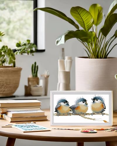 CaptainCrafts Cross Stitch Kits for Adults Stamped 14CT Birds Pattern - color: Stamped 14CT