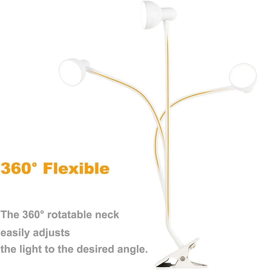 Clip on Lamp USB Reading Light, 3 Color Modes, White - color: White