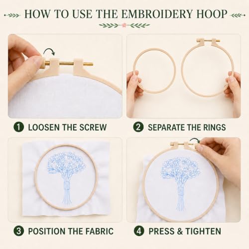 Flower Bouquet Embroidery Kit Beginners, DIY Hand Embroidery Set with Hoop