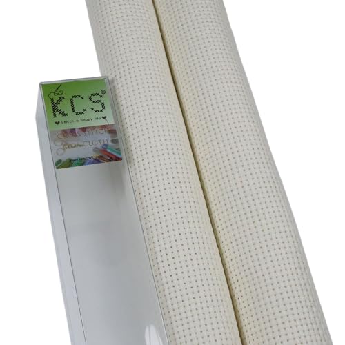KCS 2 pc of 15" x 18"(38cmx45cm) Counted Cross Stitch Cotton Aida Cloth Needlework Fabric Box (Antique White, 11CT) - color: Antique White, size: 11CT