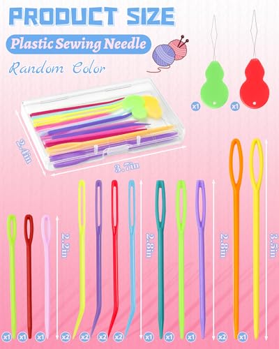 FIVEIZERO 19 Pcs Yarn Needles Set, Assorted Yarn Needles Bent Tapestry Needle Weaving Needle Darning Needles Plastic Needles Large Eye Blunt Knitting Needles for Sewing Crochet - color: Colorful 17PCS