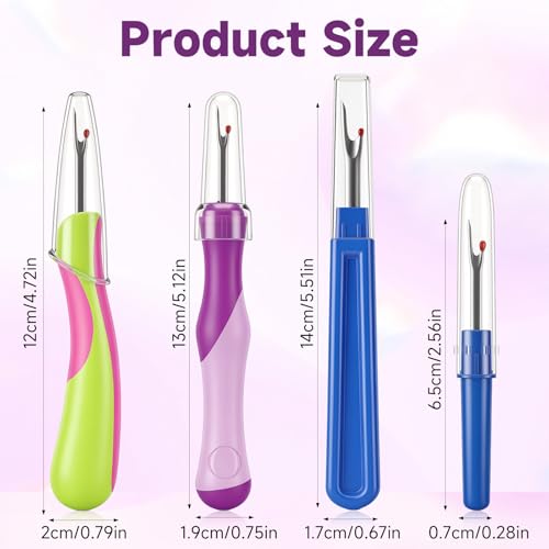 4 PCS Seam Ripper Tool Set, Seam Rippers for Sewing with Protective Caps Stitch Remover Tool Stretchable Quick Thread Cutter Hems for Knitting Embroidery Hand Quilling Cross Stitching Crafts Supplies