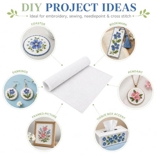 Needlepoint Canvas, 20" X 18", 13-mesh White Needlepoint Canvas Embroidery Blank White Cotton - color: White 13-mesh