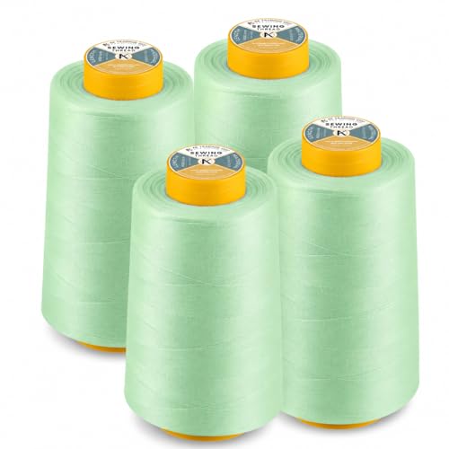 AK Trading 4-Pack Aqua All Purpose Sewing Thread Cones (6000 Yards Each) of High Tensile Polyester Thread Spools for Sewing, Quilting, Serger Machines, Overlock, Merrow & Hand Embroidery. - color: AQUA