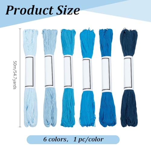 FREEBLOSS 300 Yards Sashiko Thread 6 Skeins 100% Cotton Cord Navy Blue Japanese Embroidery Sashiko Threads for Hand Sewing Thick Sashiko Thread for Japanese Embroidery Supplies Embroidery Floss - color: Blue