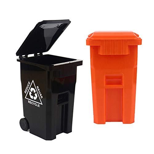 Wiosi Mini Trash Can Pencil Holder for Desks, Black/Orange - color: Black-Orange, size: 5"