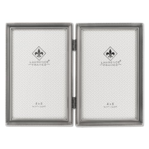 Lawrence Frames Bead Border Design, 4x6 Double, Pewter - color: Pewter, size: 4x6 Double