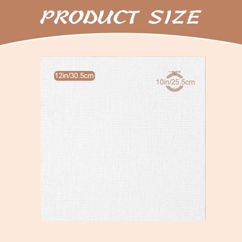 20 PCS Linen Embroidery Fabric, 12 × 12 Inch Bright White Fabric - color: Bright White, size: 12×12 Inch