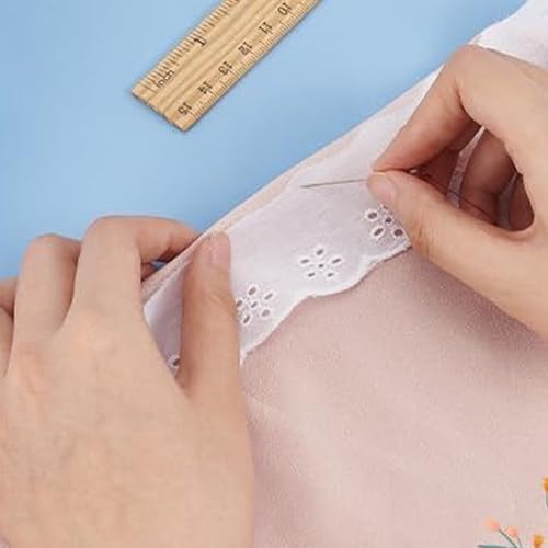 15 Yards Lace Trim White Cotton Lace Trim Eyelet Floral Ribbon Wavy Edge Embroidery Ruffle Trims for Sewing Dress Clothes Bag Dolls & Pets Clothes (1.57 Inches Wide)