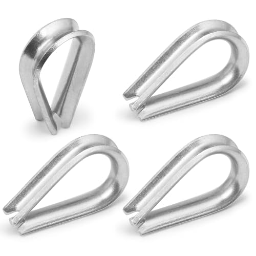 M2 Wire Rope Thimble, 304 Stainless Steel Thimble for 1/16-3/32 Inch Diameter Wire Rope, 4 Pieces - size: M2