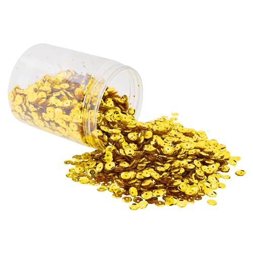 Mandala Crafts 6mm Cup Round Gold Sequins for Sewing Embroidery - color: Gold, size: 6mm Cup Sequins
