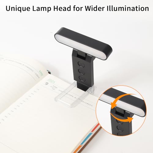 Book Light, USB Rechargeable Clip-On Reading Light with Timer - color: Black, size: Rectangle