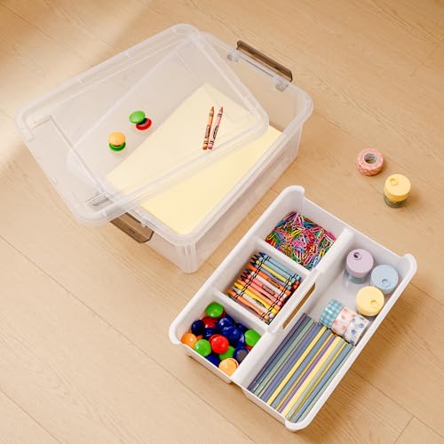 Citylife 17 QT Clear Craft Organizers and Storage Box with Handled Tray - size: 17 Qt- 1 Pack-H