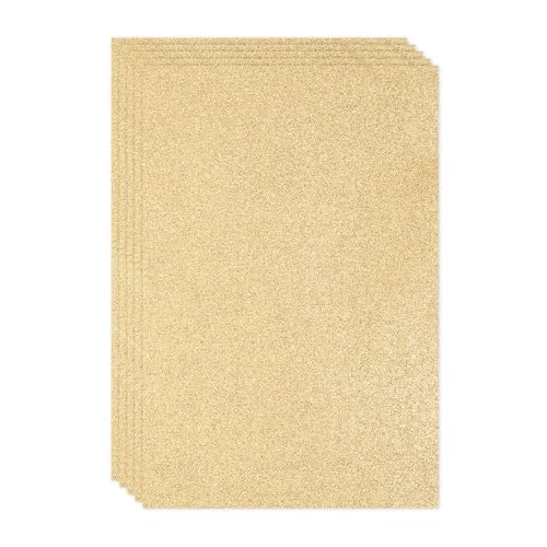 PATIKIL Light Gold Shiny EVA Glitter Foam Sheet 11.8 x 7.9 Inch 2mm Thick Sparkle EVA Glitter Felt for Crafts DIY Project, 5 Pcs - color: Light Gold