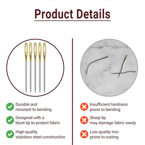 100pcs Cross Stitch Needles Hand-Stitched Embroidery, Embroidery Hand Needles Sewing Needles for Cross Stitching - Size 24